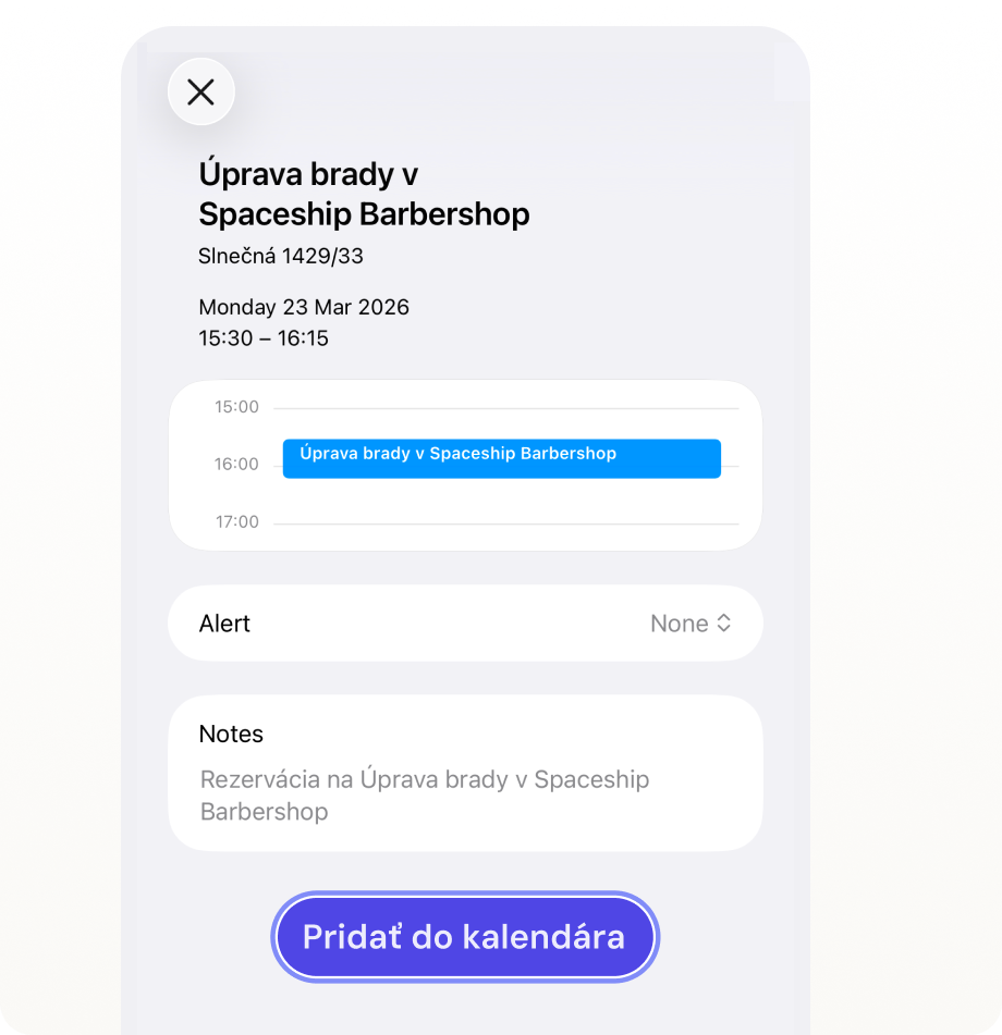 Pridanie do kalendára klienta
