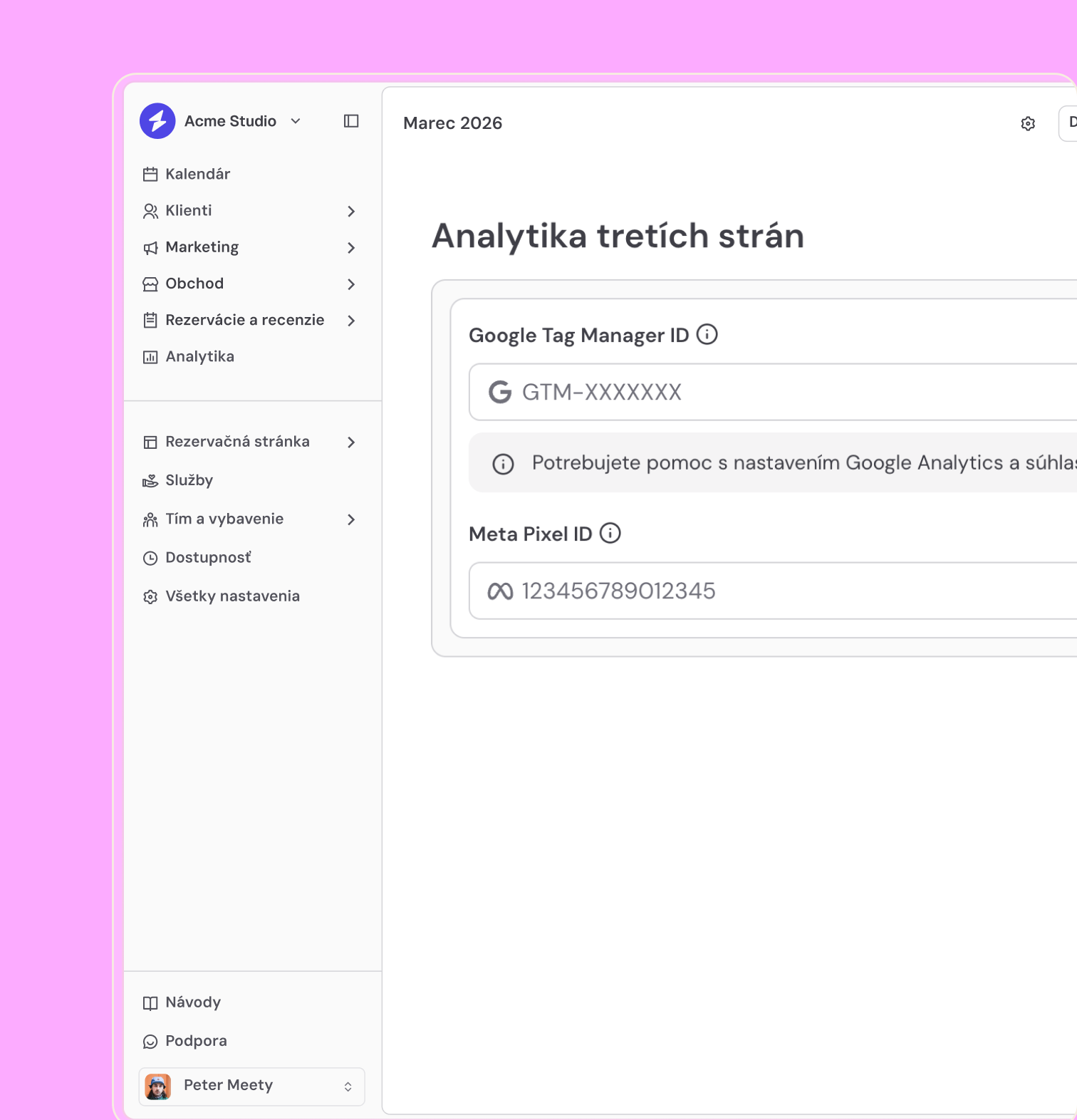 Prehľad integrácií Meety s kalendárom a kanálmi