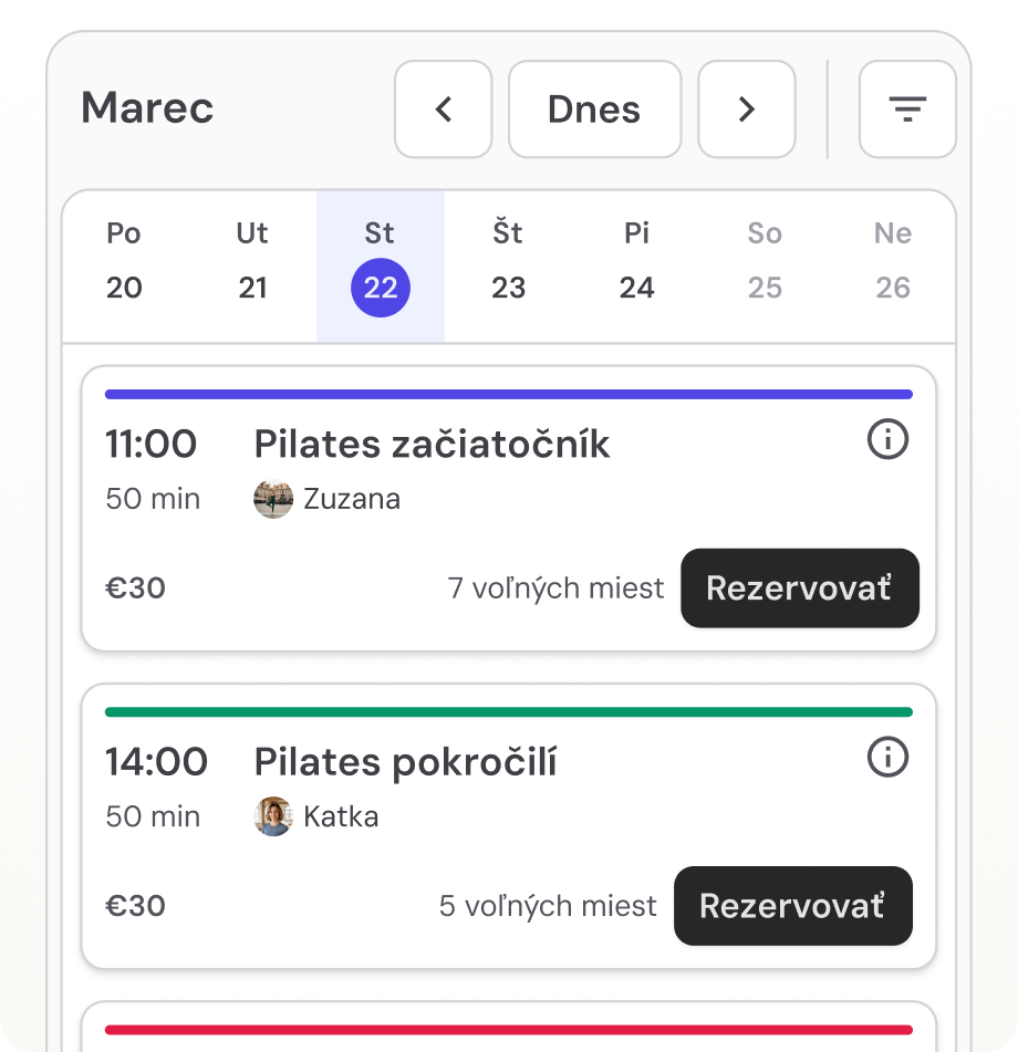 Rezervačný kalendár – skvelý pre lekcie