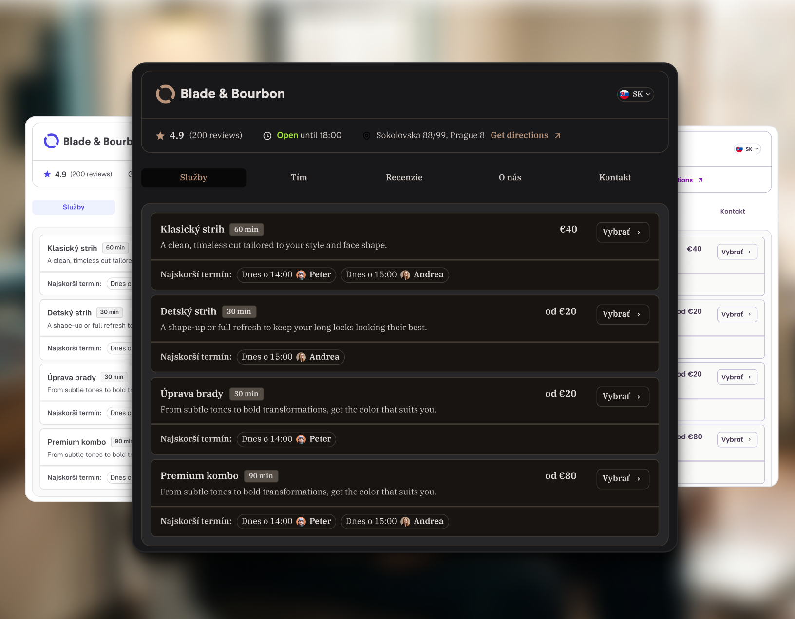 Ukážka šablón rezervačnej stránky