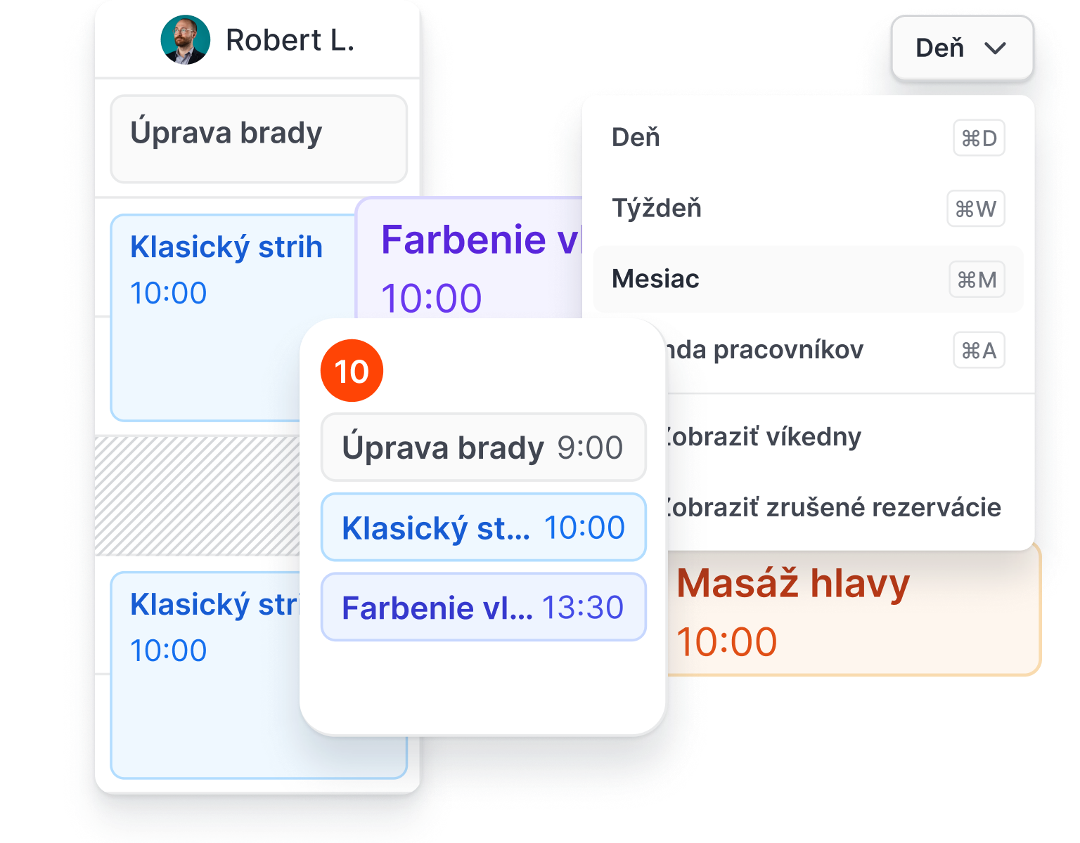 Kalendár s denným, týždenným a mesačným zobrazením termínov
