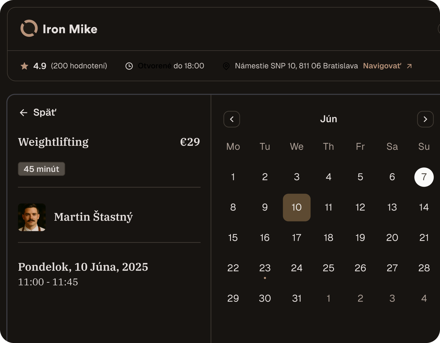 Vlastná rezervačná stránka pre trénera s vlastným brandingom