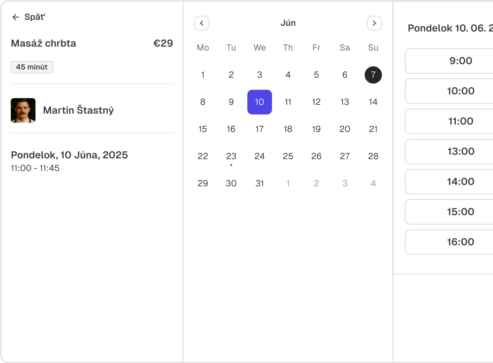 Online rezervačný systém pre masážny salón s výberom masážnych služieb