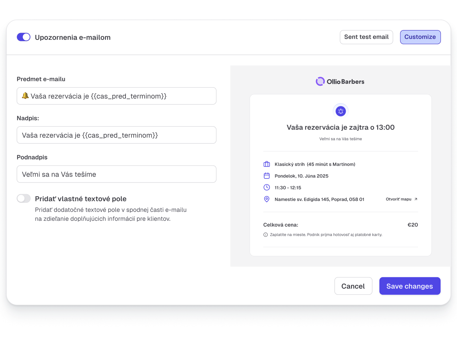 Vlastné texty notifikácií a personalizované správy
