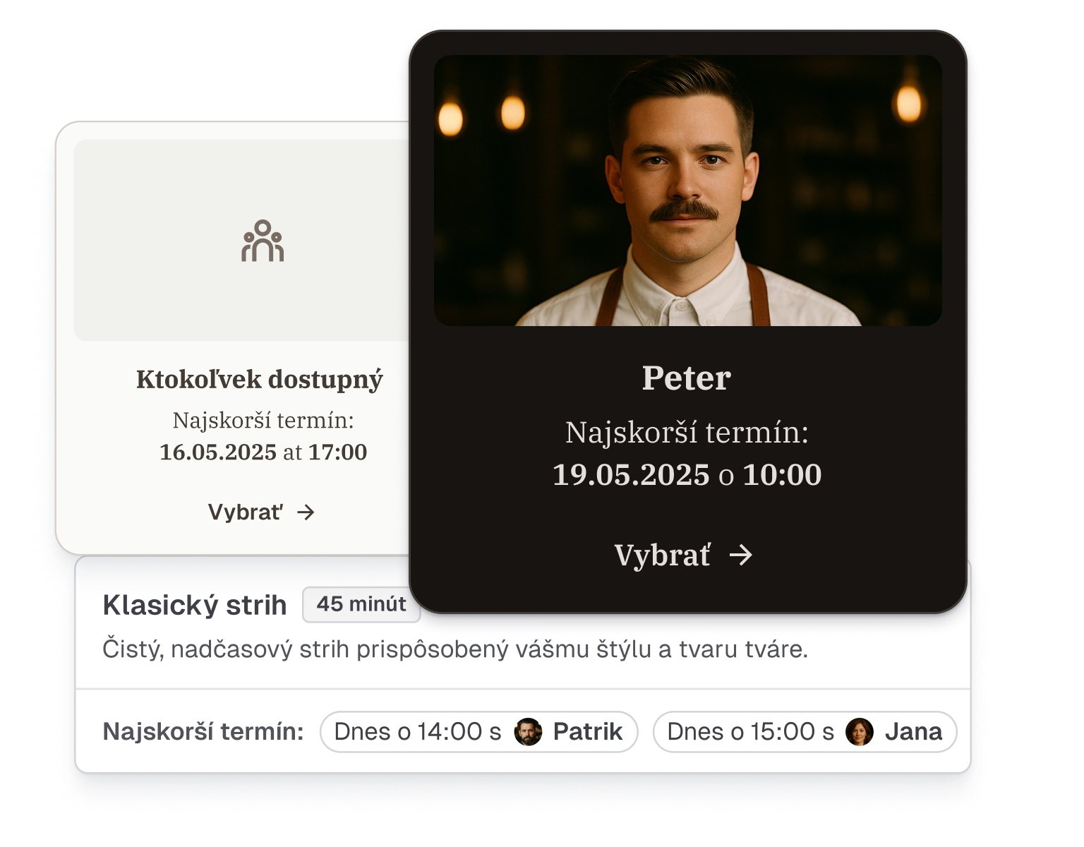 Výber zamestnanca alebo poskytovateľa služby