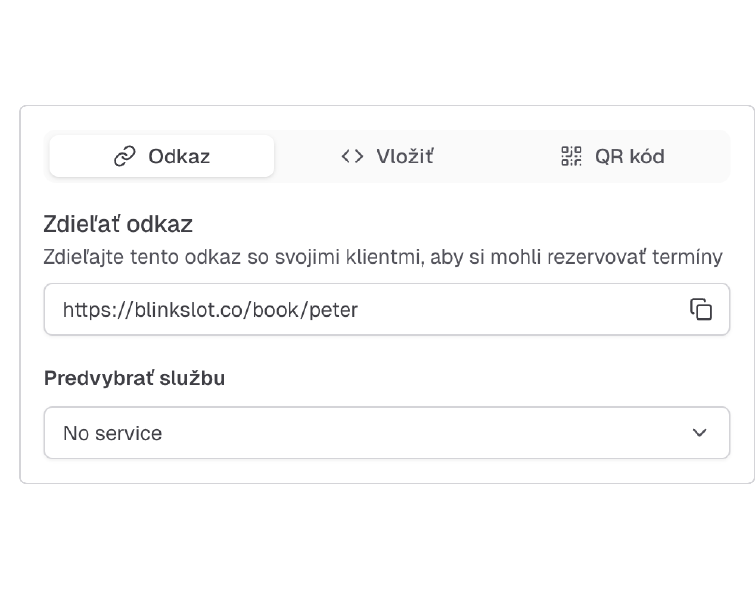Zdieľanie rezervačnej stránky na sociálnych sieťach a webových stránkach