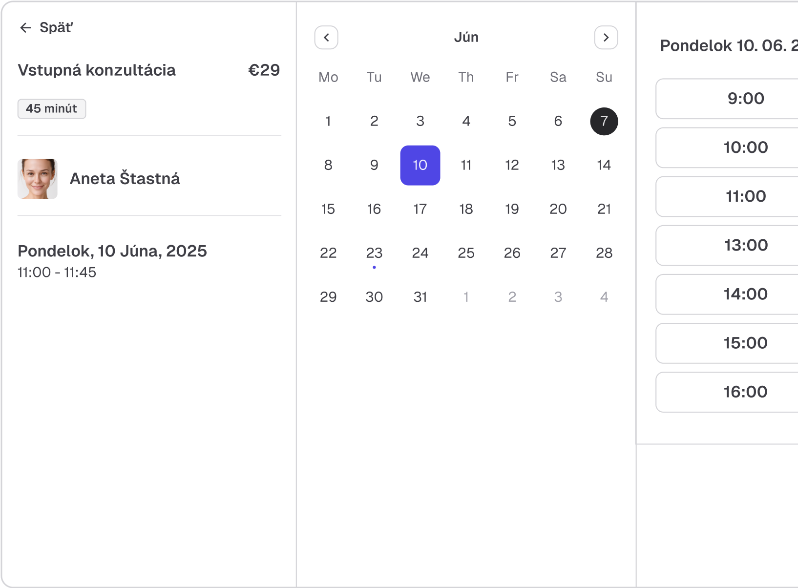 Online rezervačný systém pre terapeutov s výberom termínov